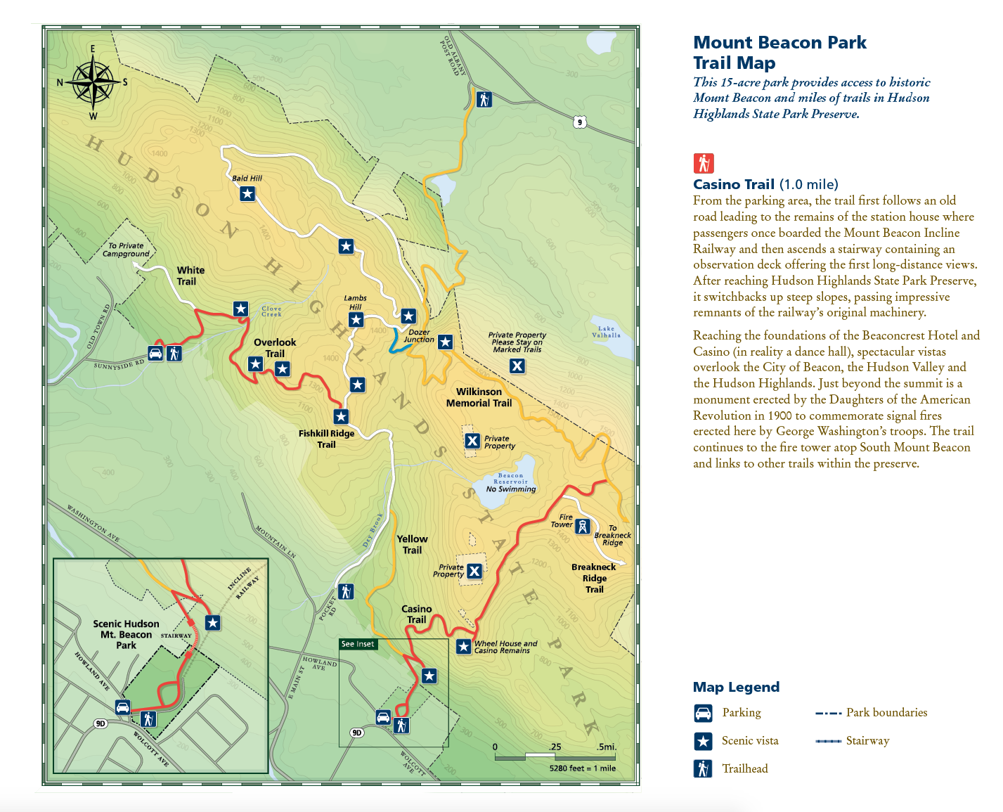 Mount Beacon Park Trail Map Beacon Park Park Trails Trail Maps