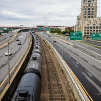 Trains bearing crude oil in Albany