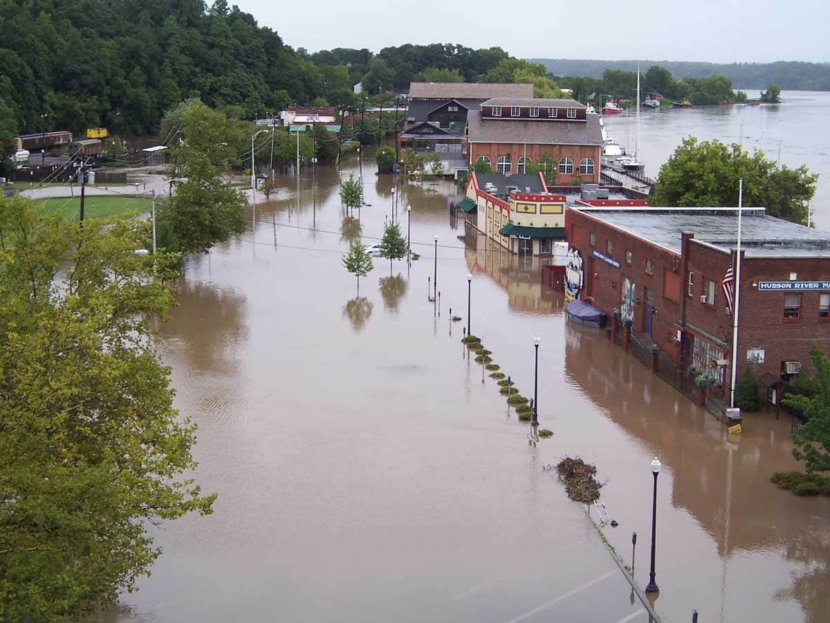 Flooding at Hudson River Maritime Museum, Kingston, New York