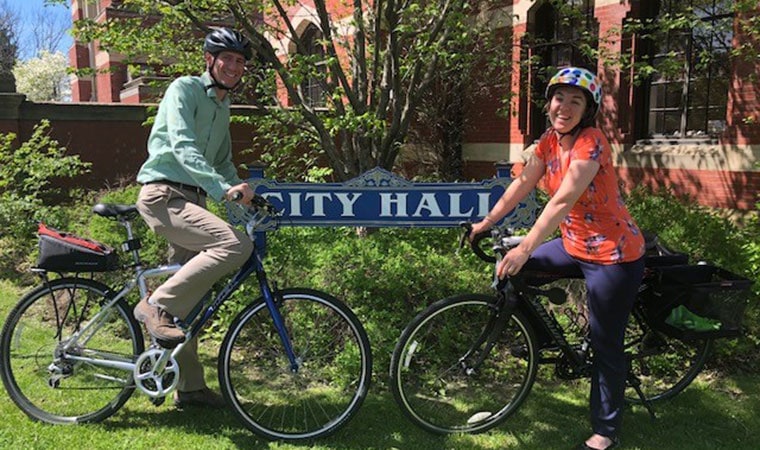 Kingston Mayor Steve Noble and Emily Flynn