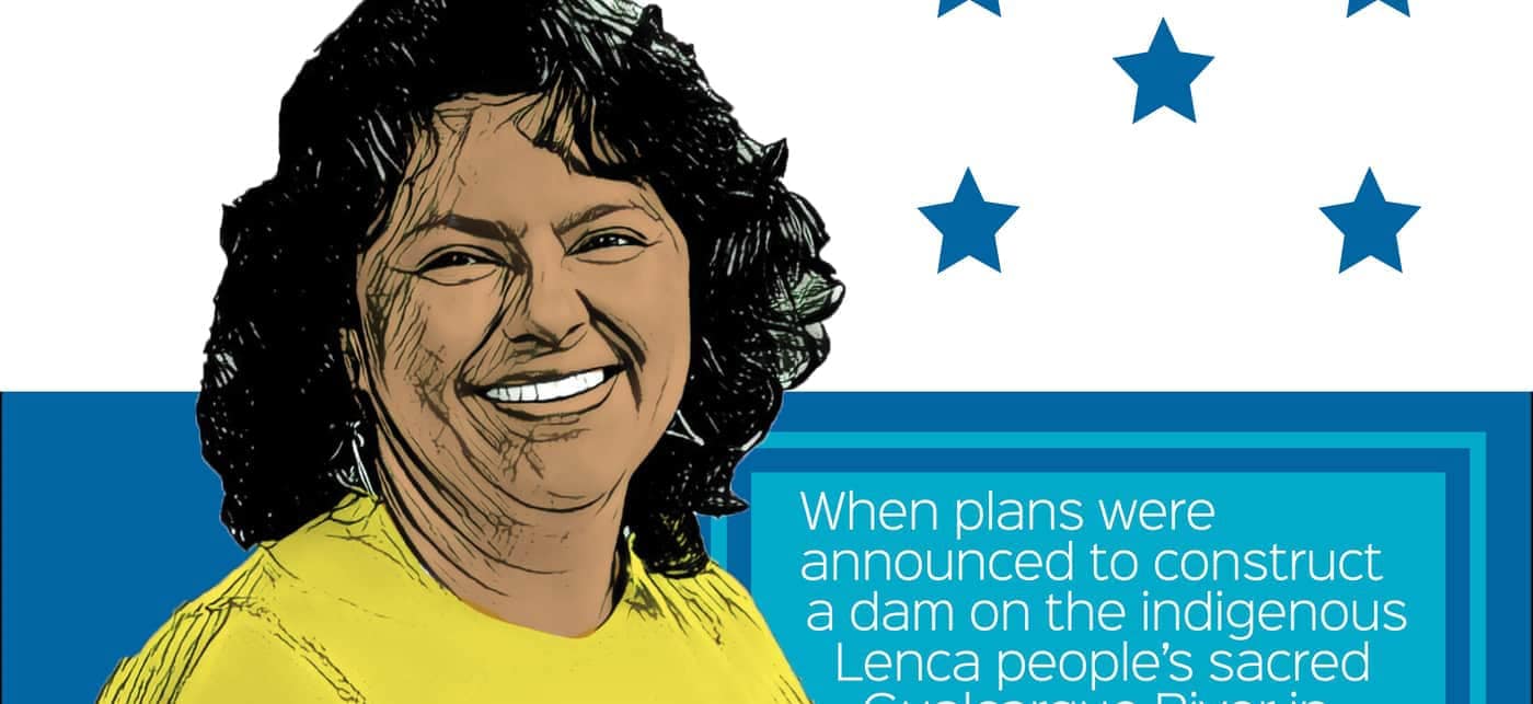 Illustrated portrait of Berta Cáceres|