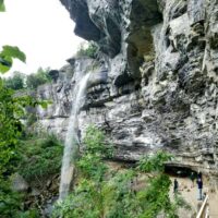 A waterfall along the Indian Ladder Trail in Thacher State Park.