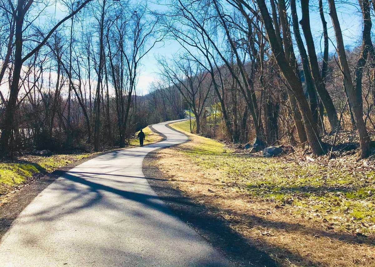 One of the few places that the Empire State Trail (above) connects with the Hudson River is in Sojourner Truth State Park.